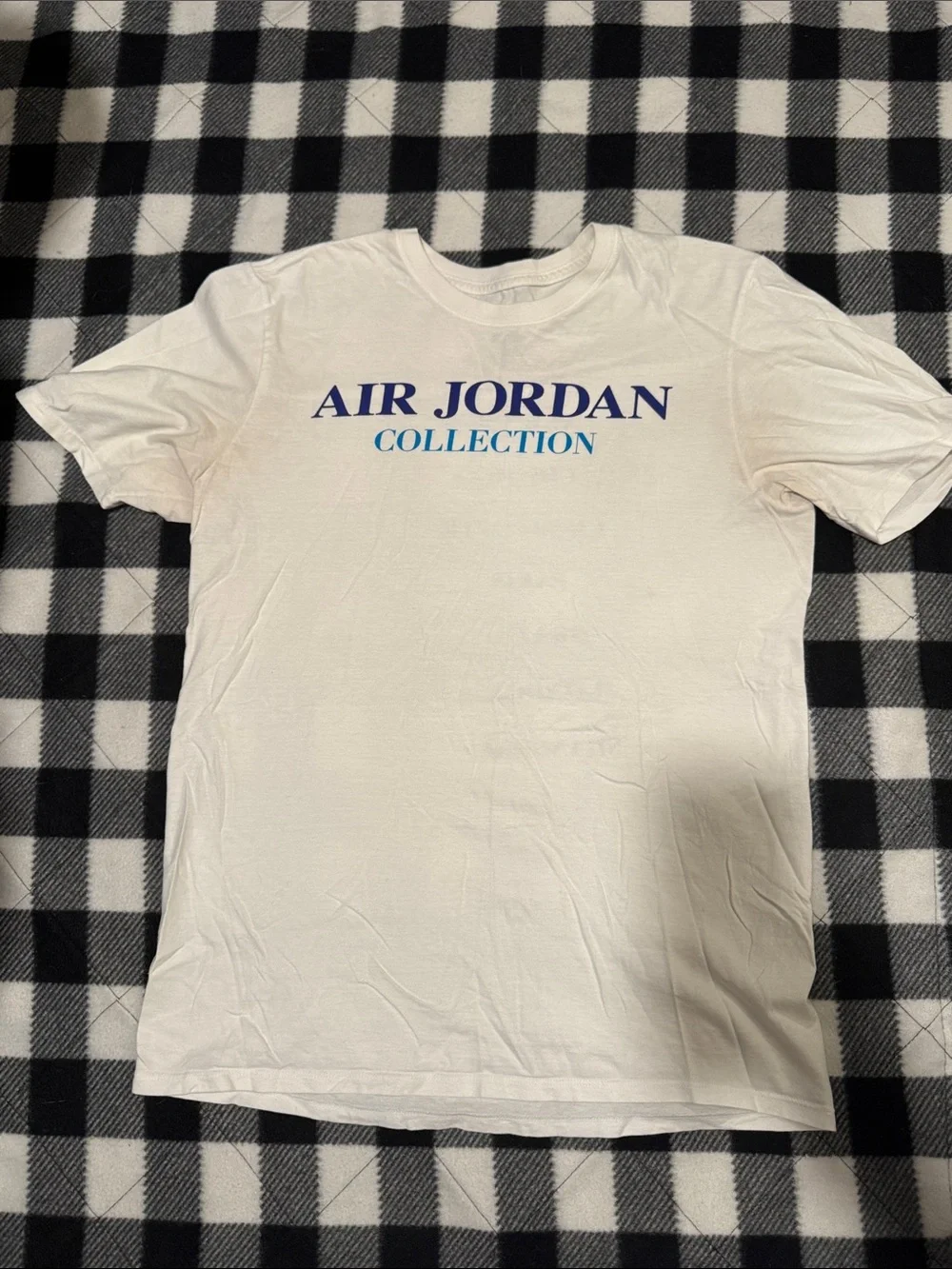 Jordan White Tee with Blue 'Air Jordan Collection' Graphic